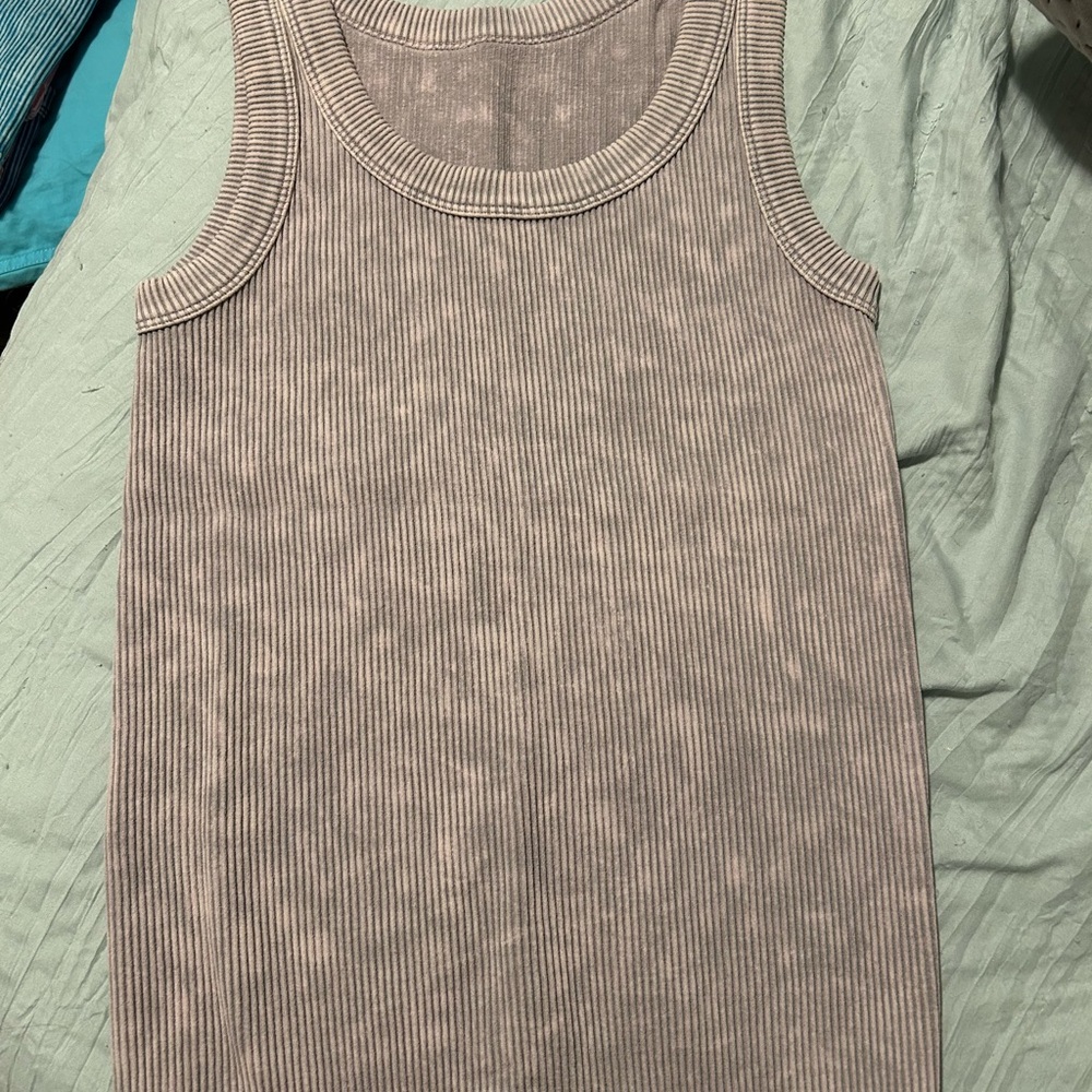 Zenana Gray Ribbed Tank Top